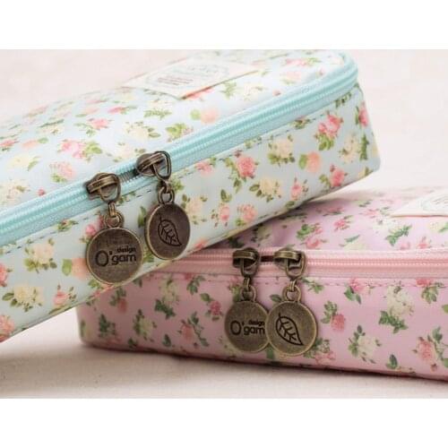 Cute Pencil Case Large Capacity Floral Pencil Stationery Organizer Multifunction Cosmetics Bag New Arrival