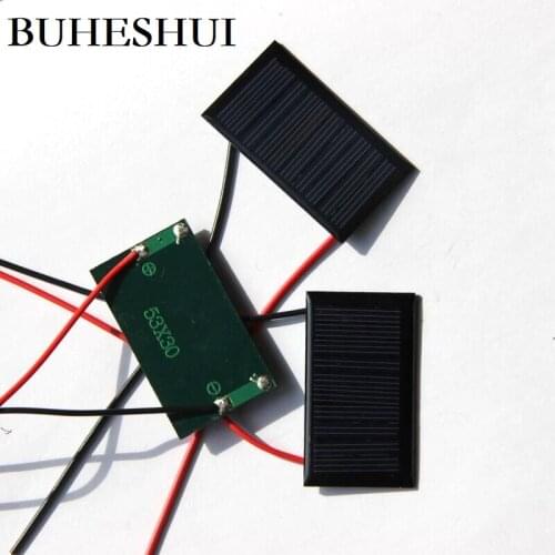 BUHESHUI 0.15W 5V 30MA Mini Solar Panel With Wire /Cale DIY Solar Charger For 3.7V Battery Light Toy Education 53*30MM 500pcs