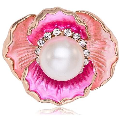 Fashion Beauty Girls Big Pearl Flower Brooch Bouquet Women Wedding Pins Rhienstone Marriage Broach Female Crystal Broches X0801