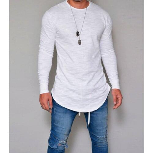 Men Tee Shirt Basic Colors Long Sleeve Slim T-shirt Male Plain Solid Color Tee Shirt 3XL Plus Size O neck Free Shipping