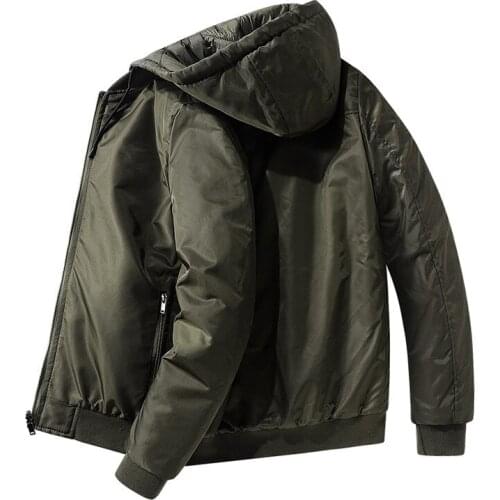 Mens Winter Jackets And Coats Thick Warm Cotton-padded Bomber Jacket Men Overcoat Windbreaker Hooded Reversible Jacket