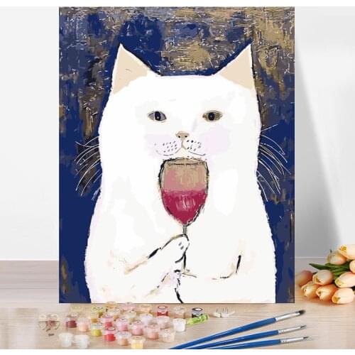 DIY Paint By Numbers For Adults Canvas Acrylic Paint Freehand Sketching Cat Drawing Room Hallway Bedroom 40x50cm Plank Frame