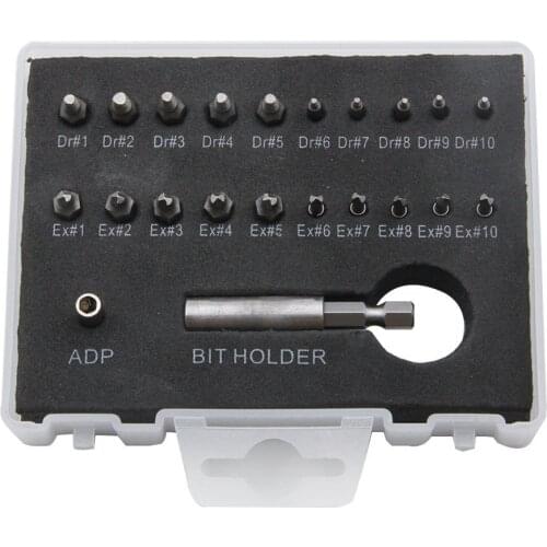 22Pcs/Box Damaged Screw Extractor Drill Bits Guide Set Broken Bolt Extractor Bolt Stud Remover Tool High Quality