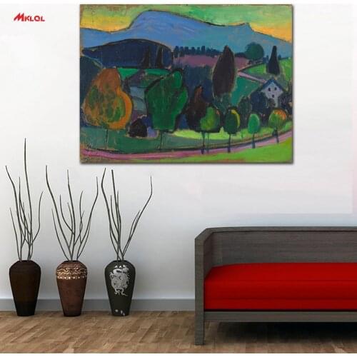 Wall Art GABRIELE MUNTER-Der blaue Berg Painting For Living Room Home Decoration Oil Painting On Canvas Wall Painting no fram