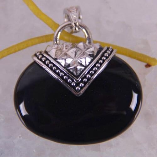 Natural Black Carnelian Bead GEM Pendant Jewelry S622