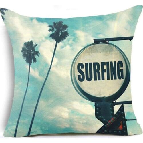 Seaside Landscape Pillow Cover Coconut Tree Cushion Cover Surfing Pattern Pillow Case throw pillows for living room sofa Office