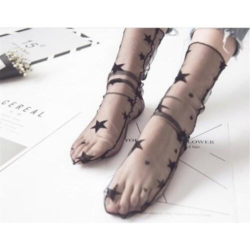 Women Fishnet Ankle Transparent Socks Lady Summer Sexy Polka Dot Mesh Lace Fish Net Short Socks Mesh Hosiery B625