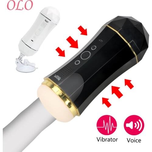 OLO Male Masturbation Cup Real Pussy Vibrator Sex Toys for Man Artificial Vagina Sucking Oral Sex Dual Hole Vibration