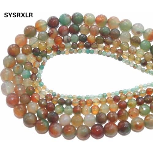 Wholesale Faceted Mix Color Peacock Agat Natural Stone Loose Beads For Jewelry Making DIY Bracelet Necklace 4 6 8 10 12 MM