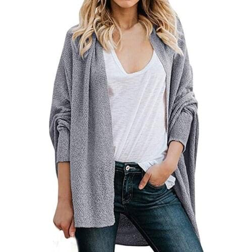Fall/winter 2019 Large Bat Sleeve Sweater Thin Sweater Coat Solid Color Grey Black Army Green Cardigan Women