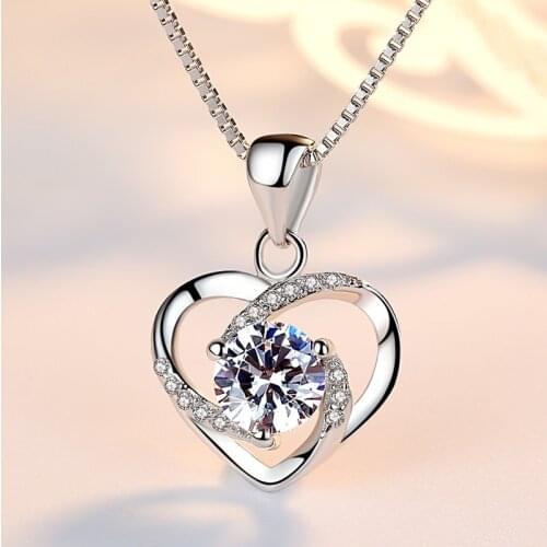 Luxury Heart Necklace Women 925 Sterling Silver Jewelry Micro CZ Zircon Pendants Necklaces for Wedding Clavicle Choker Collares