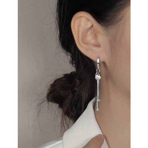 925 Sterling Silver Round Discs Hoop Earrings for Women Long Tass Earrings Fashion Jewelry Gifts Wholesale