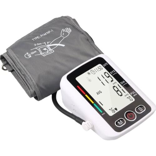 Blood Pressure Monitor Sphygmomanometer Heart Rate Alarm with Tonometer Digital LCD Intelligent Pressurization Voice Broadcast