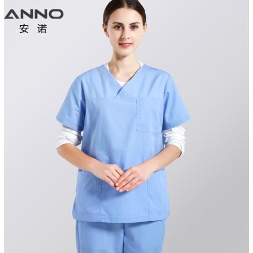 ANNO Blue Scrubs Clothes Women Female Nurse Uniforms Dental Suit Hospital Clothing Set Hospital Uniform Nursing Accessories