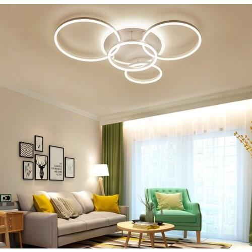 New Led Chandelier Ceiling Lamp For Bedroom Home Living Room Kitchen Circle Ring White Modern Lights Remote Control Dimming
