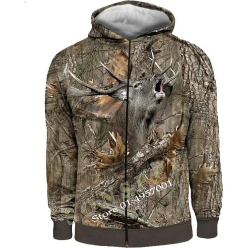 Hip-hop style hoodie men and women long-sleeved casual pullover camouflage hunting moose 3D printing 2021 new style