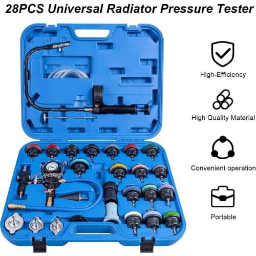 28Pcs Universal Radiator Pressure Tester Vacuum Type Cooling System Test Detector Set Testeur Refroidissement Radiator Pressure