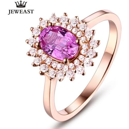 SLFD Natural sapphire 18K Pure Gold 2020 New Hot Selling Top Ring Women Heart Shape Ring For Ladies Woman Genuine Jewelry