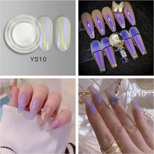 Blue Chrome Nail Glitter Nail Art Powder Dust Iridescent Glimmer Pigment Glitters Nail Art Decorations