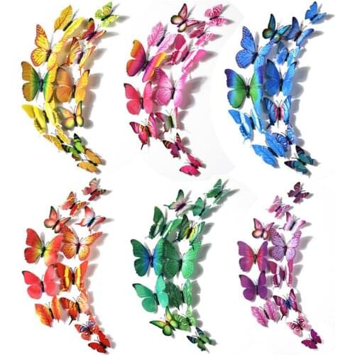 12 pieces of 3D butterfly sticker combination 12/10/8 cm display window display of Eid Mubarak decorations promotion scene