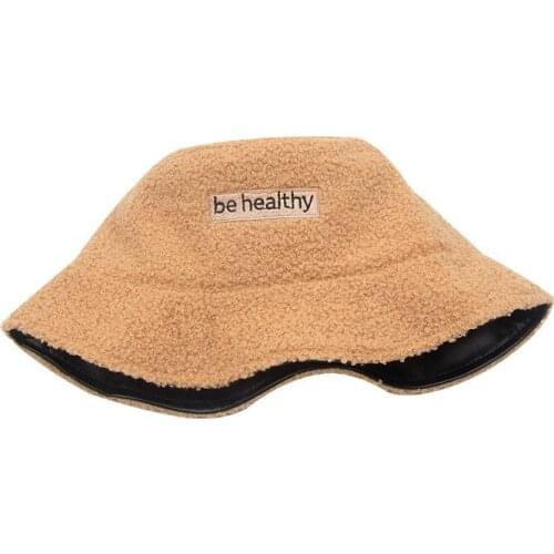 2021 Reversible Leather Fisherman Hat Faux Fur Winter Hats For Women Men Bob Bucket Hat Warm Plush Lambswool Fishing Cap