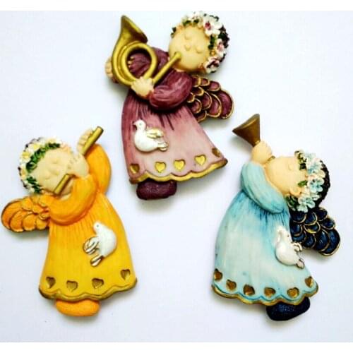 Handmade Painted Lovely Angel Trumpets3D Fridge Magnets Tourism Souvenirs Refrigerator Magnetic Stickers Home Decoration