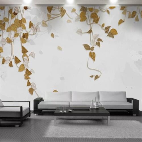 3d Room Wallpaper Custom Photo Beautiful Nordic interior green plant embossed lines Decorative Beautiful Wallpaper