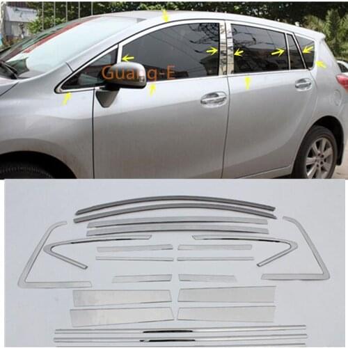 Car Stick Stainless Steel Glass Window Garnish Pillar Middle Column Strip Trim For Toyota EZ Verso 2011 2012 2013 2014 2015 2016