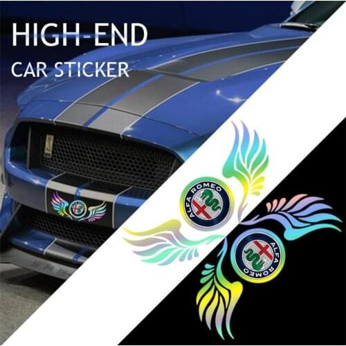 Angel Wings Seven Color Reflective Car Stickers Laser Body Sticker For Alfa Romeo 159 147 Giulietta Spider GT Giulia Stelvio