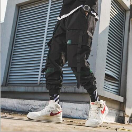 Streetwear Men Sweatpants Fashion Cargo Pants Men Elastic Waist Trousers Hip Hip Harem Pants Mens Multi Pocket Work Pants 2020