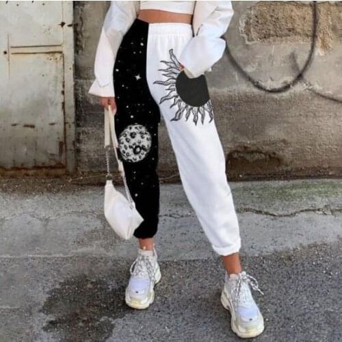 Sweatpants Women Graffiti Patchwork Streetwear Woman Long Pants Autumn Winter Casual High Waist Loose Joggers Pant Trousers