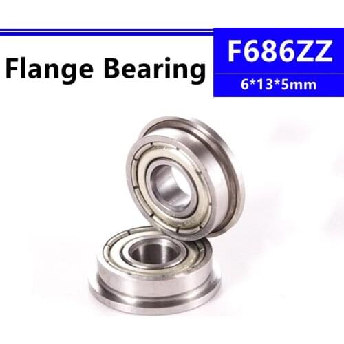 50/100/500pcs F686ZZ 6*13*5mm flange deep groove ball bearing 6x13x5mm F686 F686Z open Flanged bearing 3d printer F686K