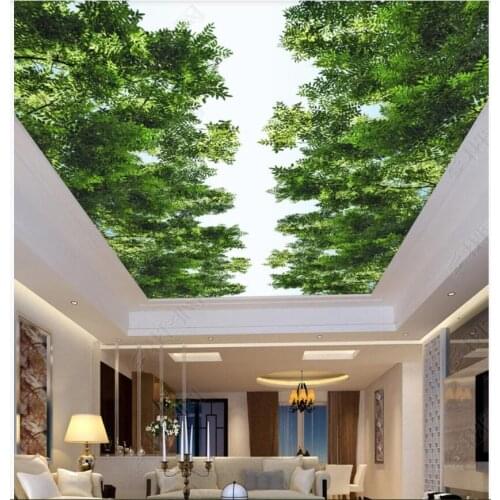 Custom photo 3d wallpaper ceiling mural Sky branches leaves landscape home decor 3d wall murals wallpaper in the living room