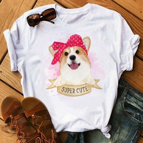 Super Cute Kawaii Cartoon Dog Print T Shirt New Women T Shirt Casual Short Sleeve Tops Tee Female Summer Tshirt Harajuku T-shirt