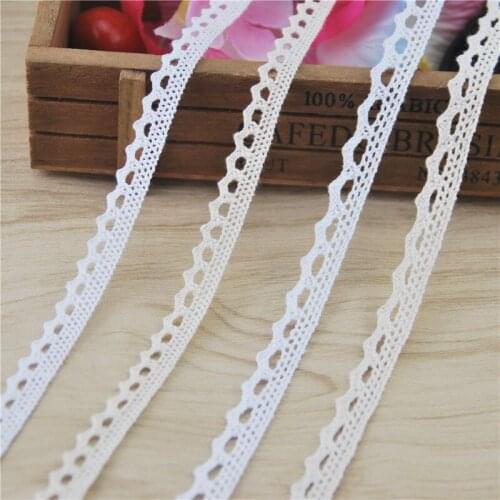 Cotton Lace Trim Ivory White Fabric Sewing Accessories Cloth Wedding Dress Decoration Ribbon Craft Supplies 100yard 10,12mm LC01