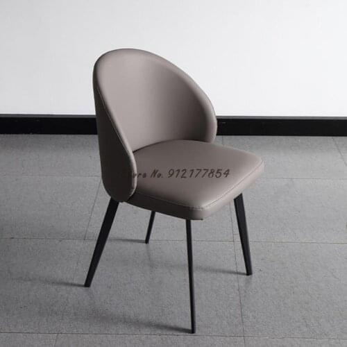Italian style light luxury home dining chair modern minimalist small carbon steel leather art small apartment designer negotiati