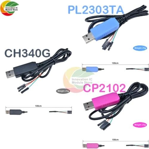 Original CP2102/PL2303TA/CH340 CH340G chip USB 2.0 to TTL serial download cable suitable for Arduino Raspberry Pi Win10/Mac OS X