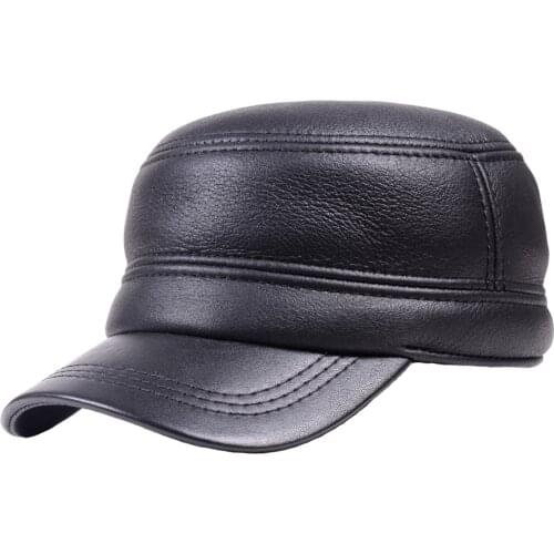 Mens Male 100% Real Fur Winter Warm Flat Cap Peaked Cap Casquette Army Beret Newsboy Hats/caps