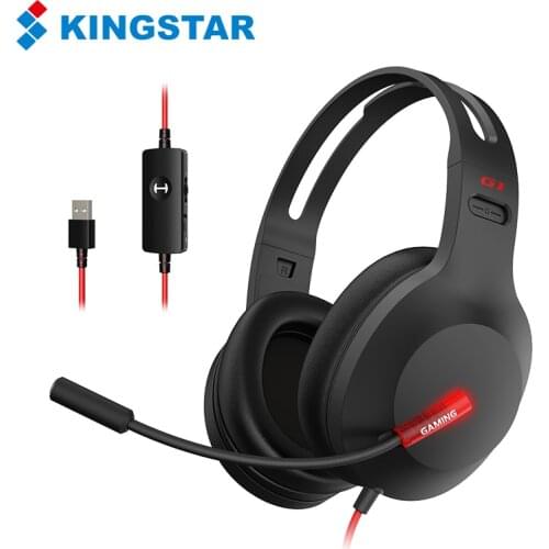 KINGSTAR Gaming Headset USB Wired Headphones With Microphone LED Light Anti-Noise Sound Card Decoding Headsets for PC Computer