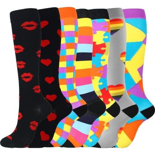 7 pairs /Lot mass compression stockings women and men running sport cycling flight travel pressure Prevent varicose veins