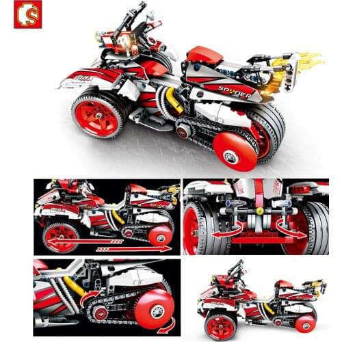 SEMBO BLOCK 511 PCS Tricycle Building Blocks Snowmobile Bricks Motor Toys Motorcycle Model Boy Motorbike Educational Block