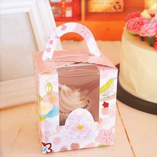 Cupcake Box Single Biscuit Dessert Chocolate Cake Packaging Box Japanese Style Cup Cake Gift Hand Boxes For Friend Mousse Box