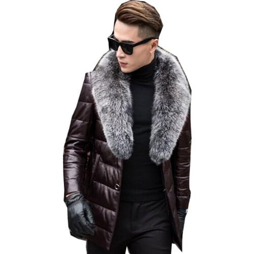Japan and South Korea winter jacket leather cotton coat mens large size stand-up collar leather coat coat