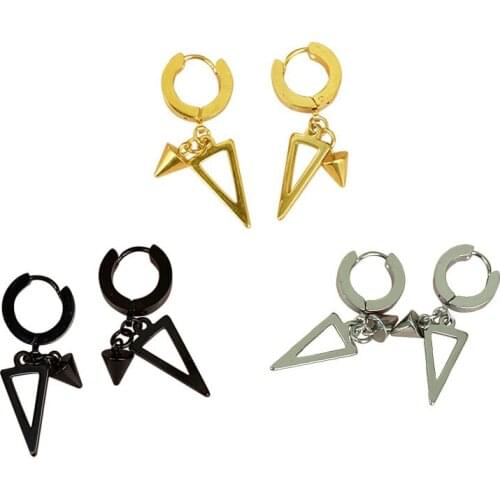 2020 New Korean Cool Punk Style Earrings for Men Women Steel Triangle Stud Earrings Statement Jewelry Piercing Ear Studs