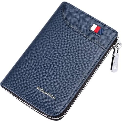 Genuine Leather Wallet Men Luxury Small Purse Bag Leather Natural Mens Business Card Holder Casual Zipper Fashion Brand 2021