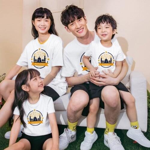 MVUPP Ramadan family short sleeve tops t-shirt lady man and baby kids family matching outfits clothing sets