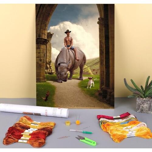 Woman Girl Printed Canvas 11CT Cross Stitch Kit DIY Embroidery DMC Threads Handmade Sewing Handiwork Knitting Floss Design