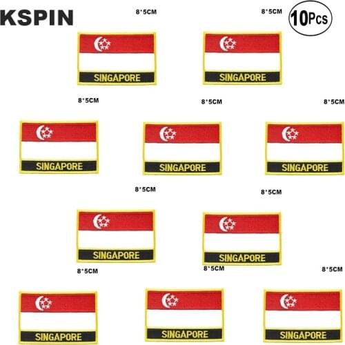 Singapore Flag Embroidery Patches Iron on Saw on Transfer patches Sewing Applications for Clothes in Home&Garden