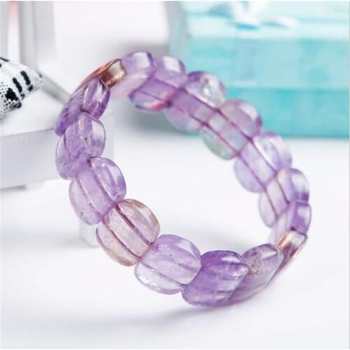 Natural Lavender Purple Crystal Quartz Rectangle Beads Bracelet AAA