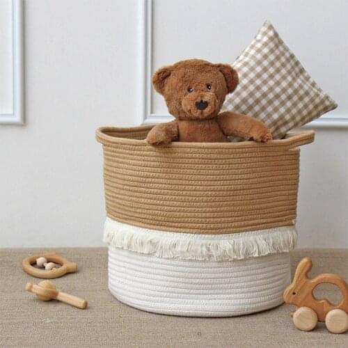 Nordic Tassel Laundry Storage Basket For Clothes Kids Girls Room Organizer Bag Cotton Thread Storage Pouch Stand Bag For Kids